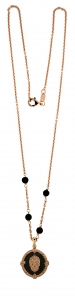 Collana con teschio messicano in argento e pietra lavica